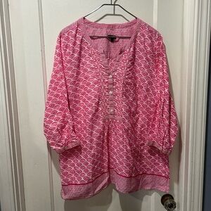 Talbots Vibrant Pink Patterned Blouse